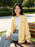 Ralph Lauren V-Neck Wool-Blend Knit Cardigan - Yellow - view 17