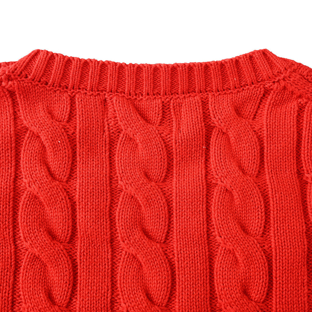 Ralph Lauren Cable-Knit Crewneck Sweater - Red - view 6