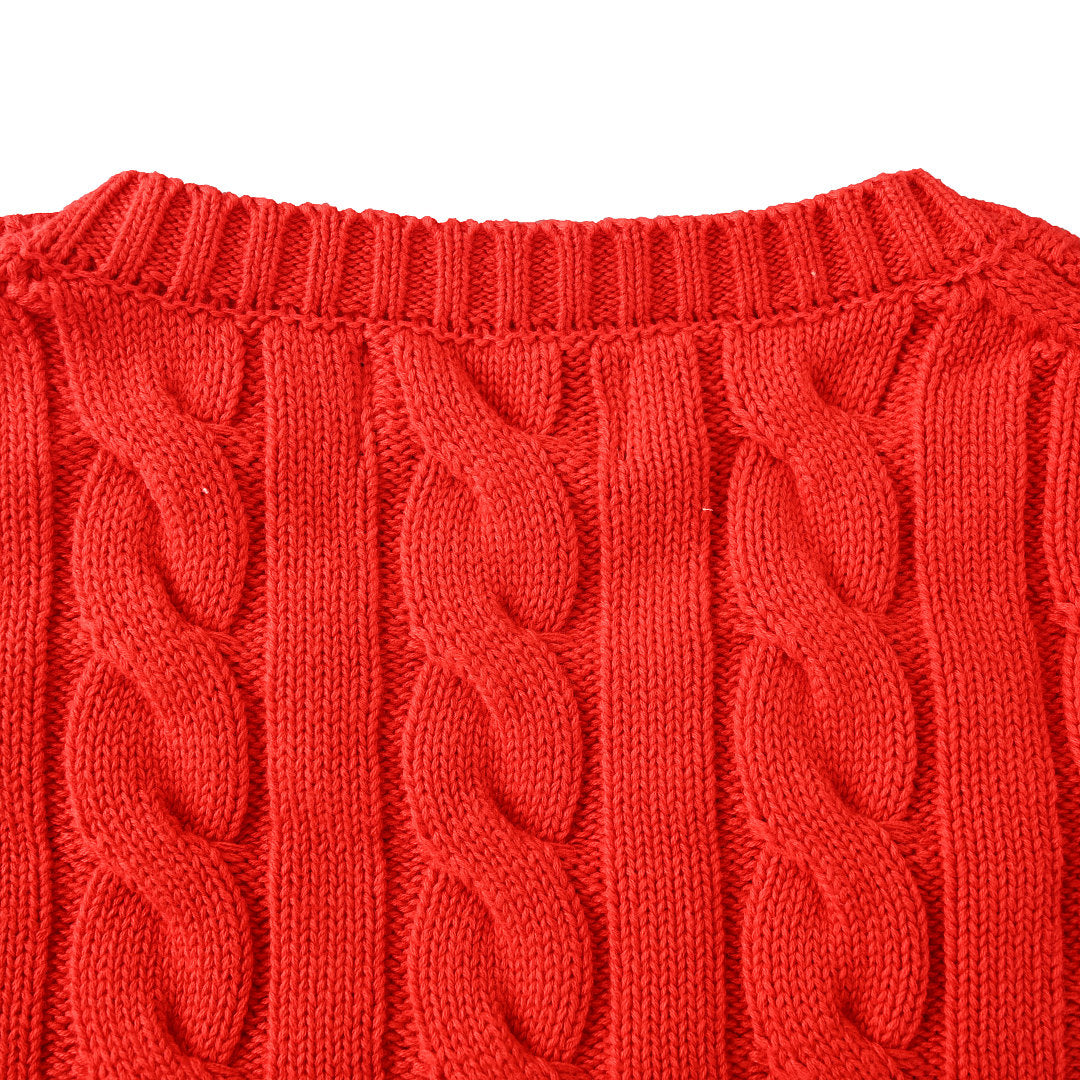Ralph Lauren Cable-Knit Crewneck Sweater - Red - view 6