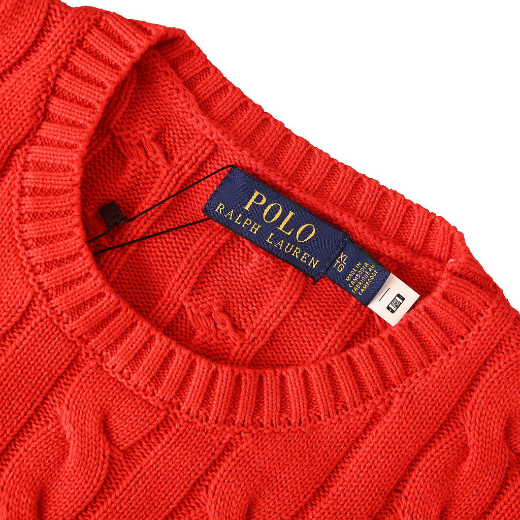 Ralph Lauren Cable-Knit Crewneck Sweater - Red - view 9
