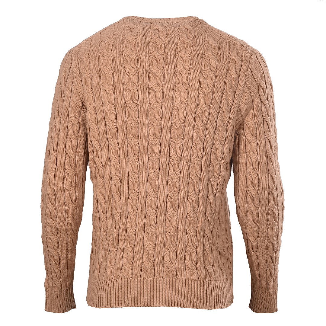 Ralph Lauren Cable-Knit Crewneck Sweater - Camel - view 3