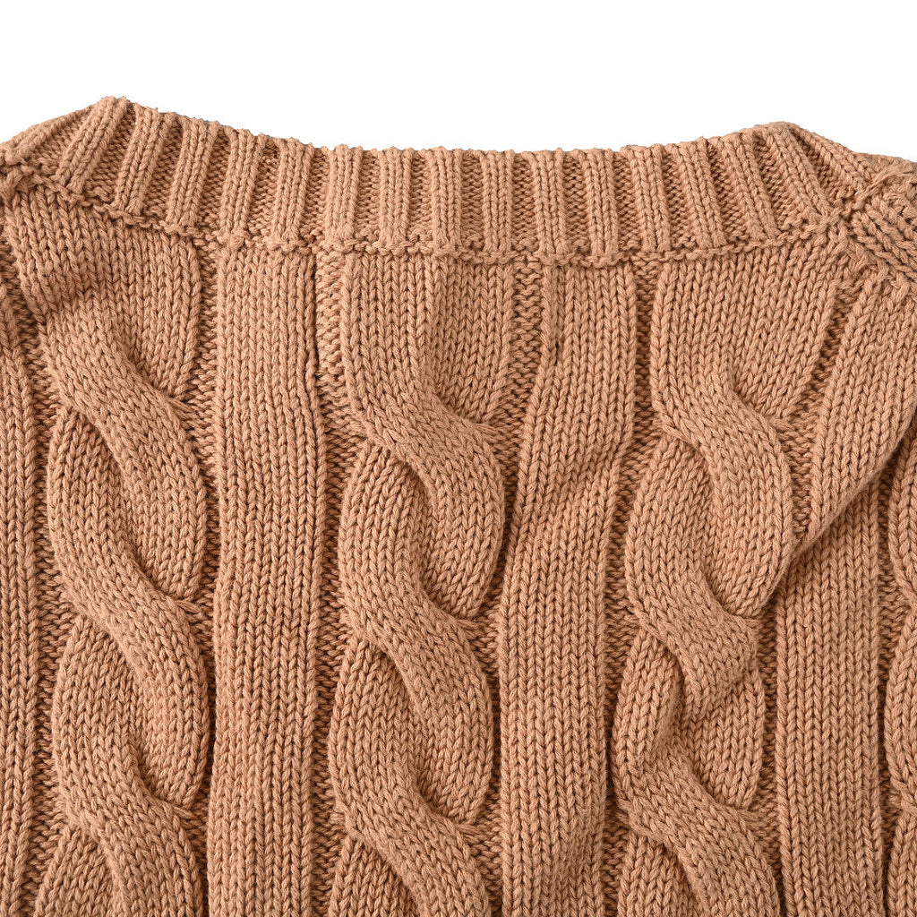 Ralph Lauren Cable-Knit Crewneck Sweater - Camel - view 6