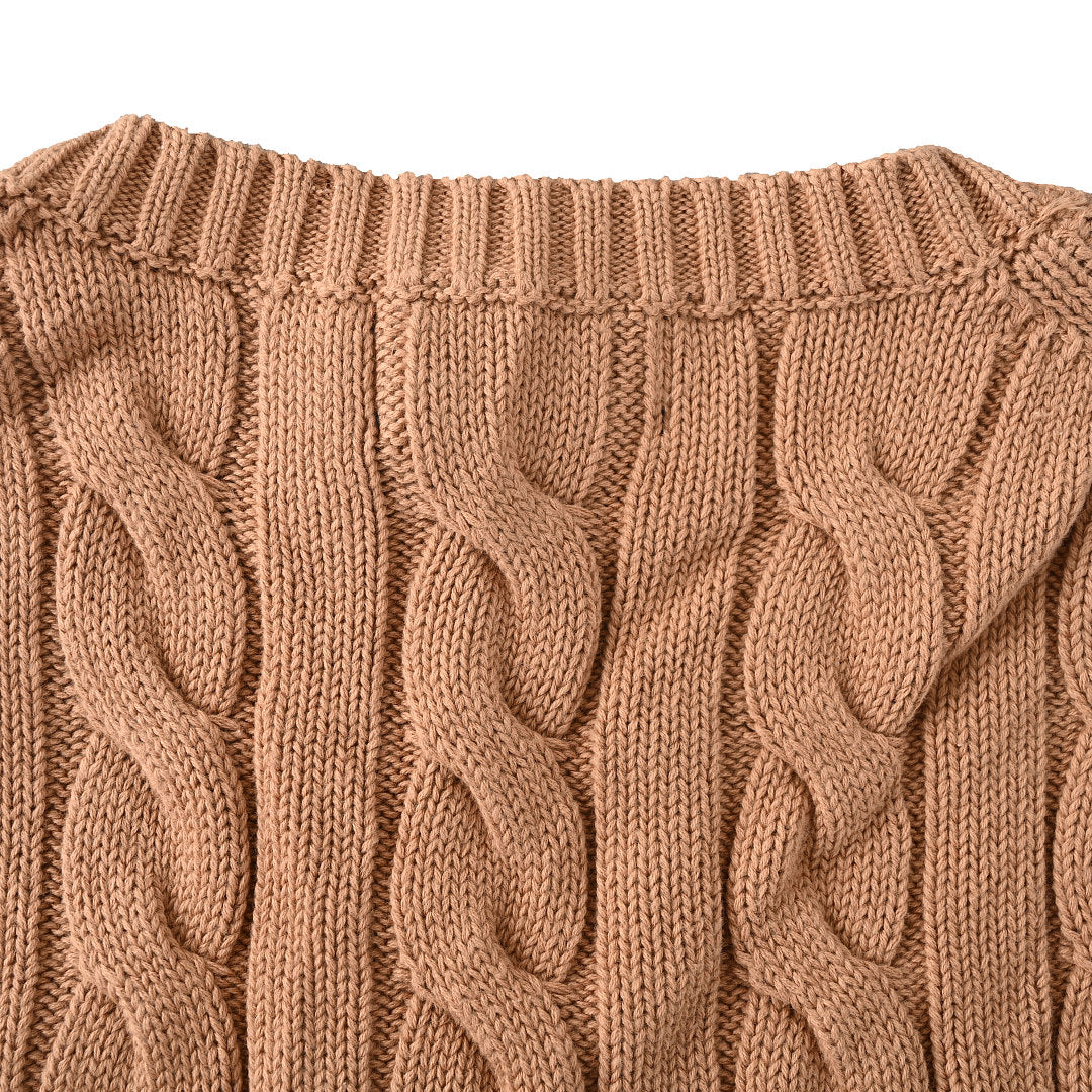 Ralph Lauren Cable-Knit Crewneck Sweater - Camel - view 6