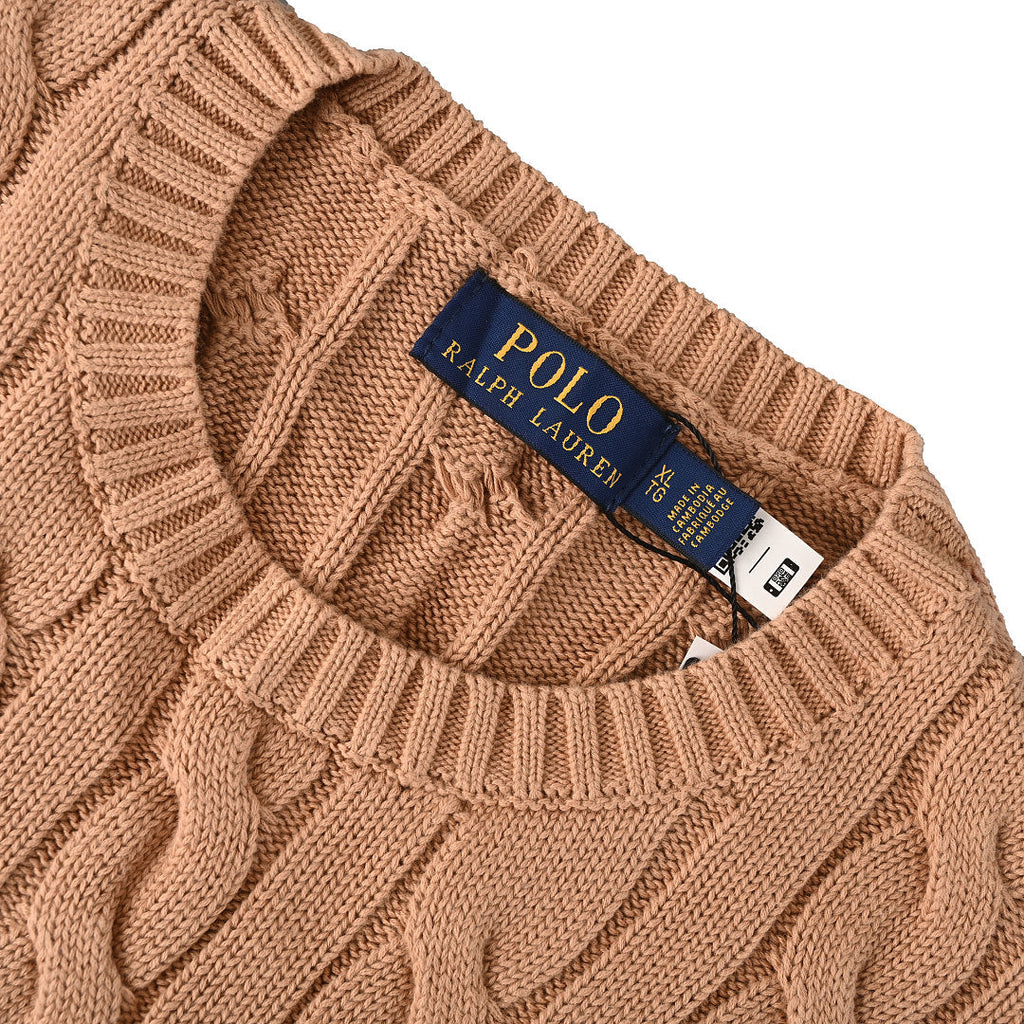 Ralph Lauren Cable-Knit Crewneck Sweater - Camel - view 9