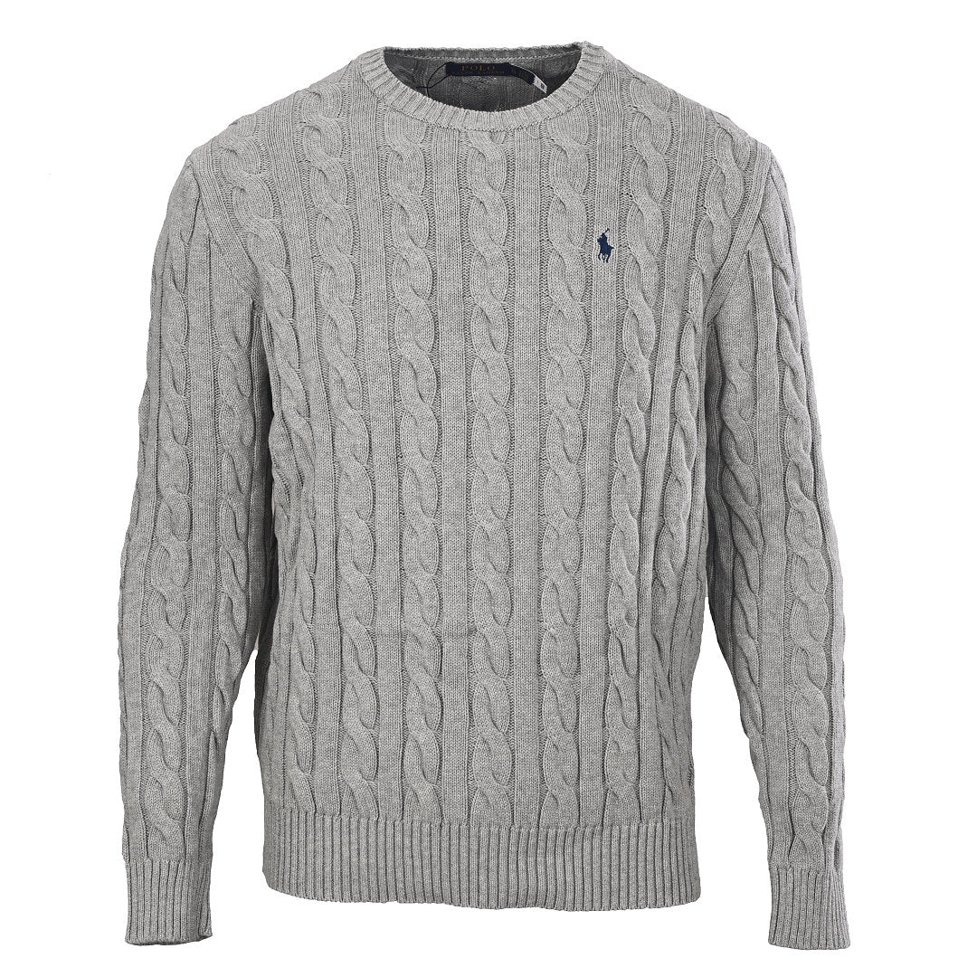 Ralph Lauren Cable-Knit Crewneck Sweater - Light Gray - view 1