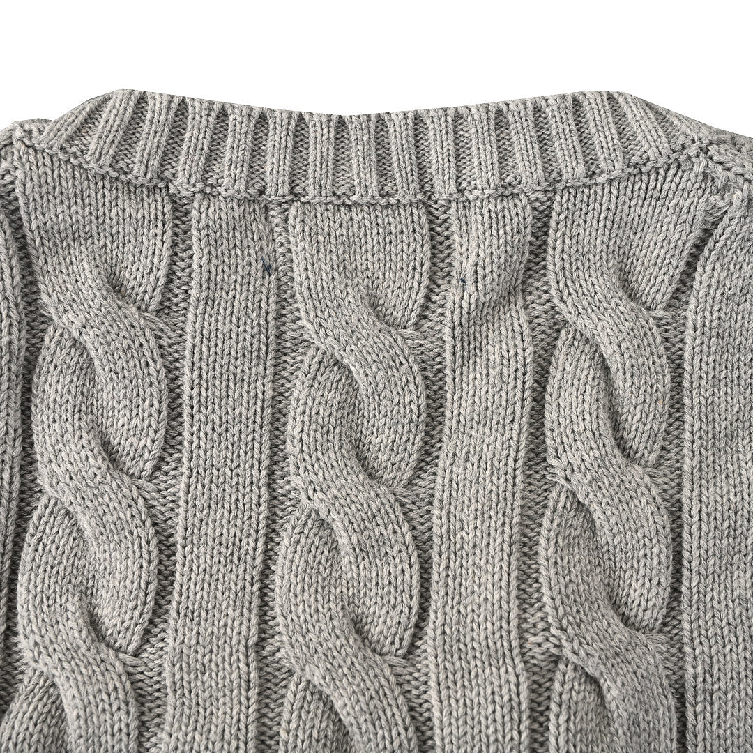 Ralph Lauren Cable-Knit Crewneck Sweater - Light Gray - view 6
