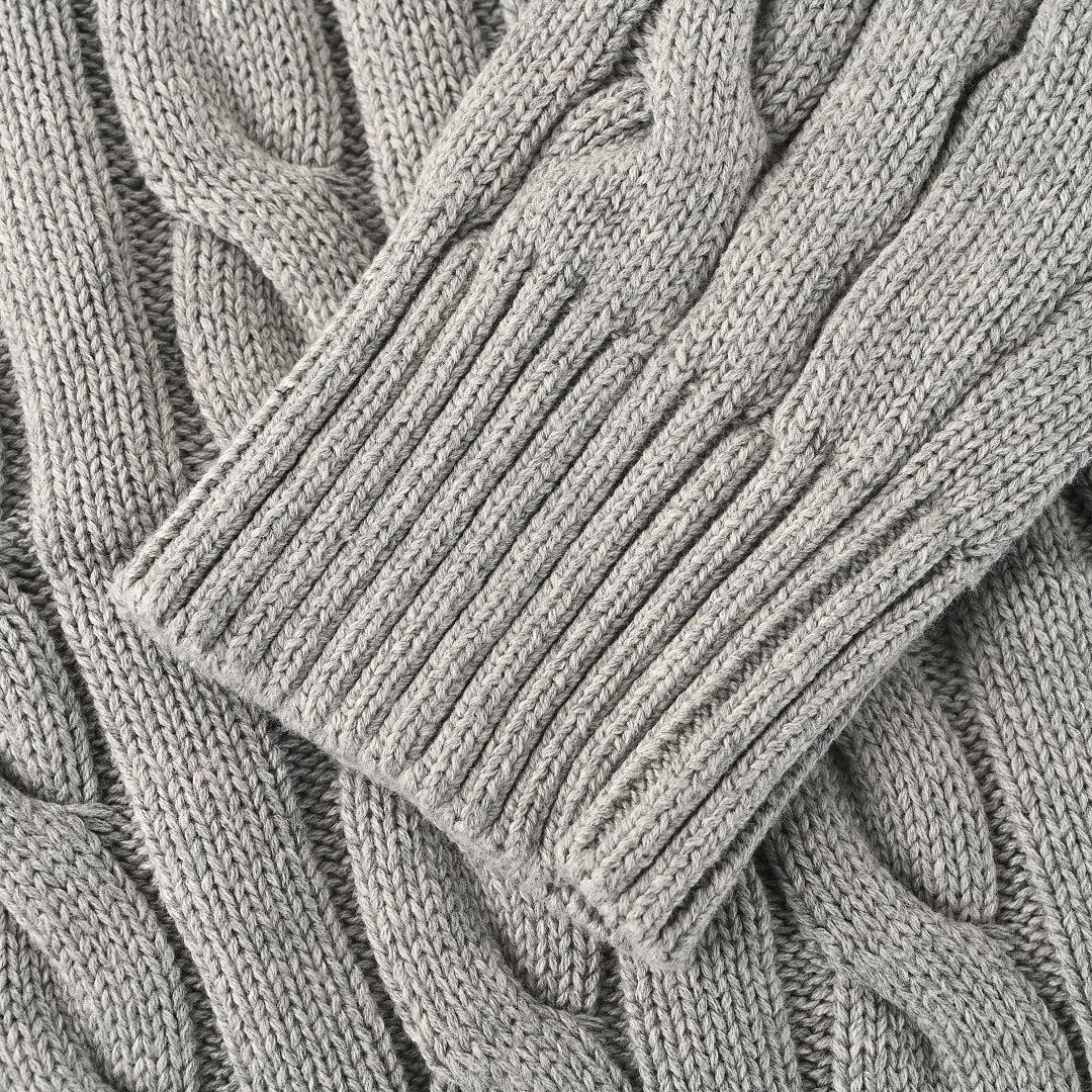 Ralph Lauren Cable-Knit Crewneck Sweater - Light Gray - view 7