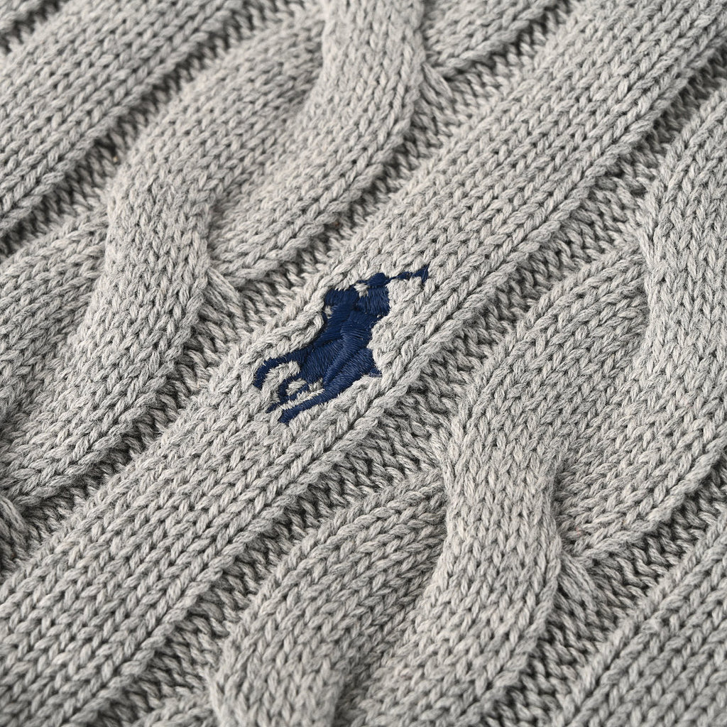 Ralph Lauren Cable-Knit Crewneck Sweater - Light Gray - view 8