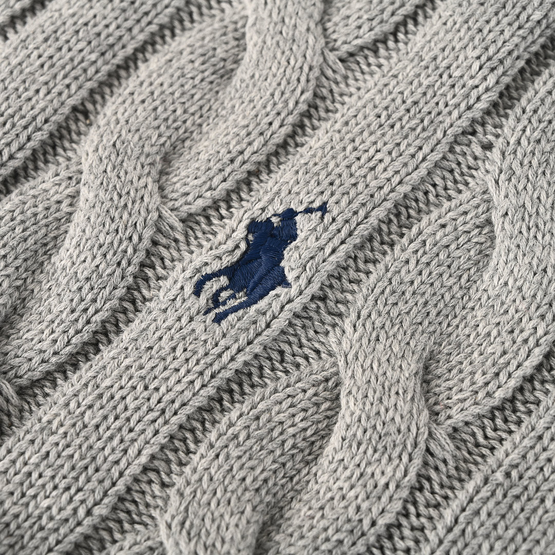 Ralph Lauren Cable-Knit Crewneck Sweater - Light Gray - view 8