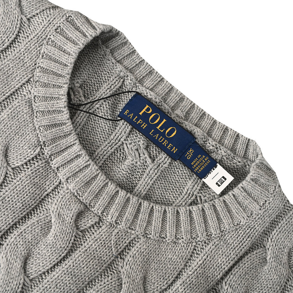 Ralph Lauren Cable-Knit Crewneck Sweater - Light Gray - view 9