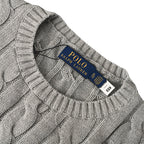 Ralph Lauren Cable-Knit Crewneck Sweater - Light Gray - view 9