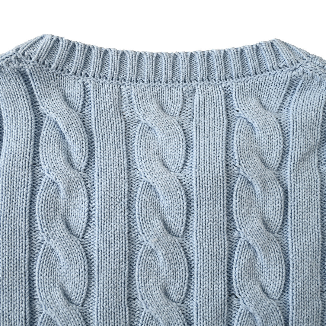 Ralph Lauren Cable-Knit Crewneck Sweater - Light Blue - view 6