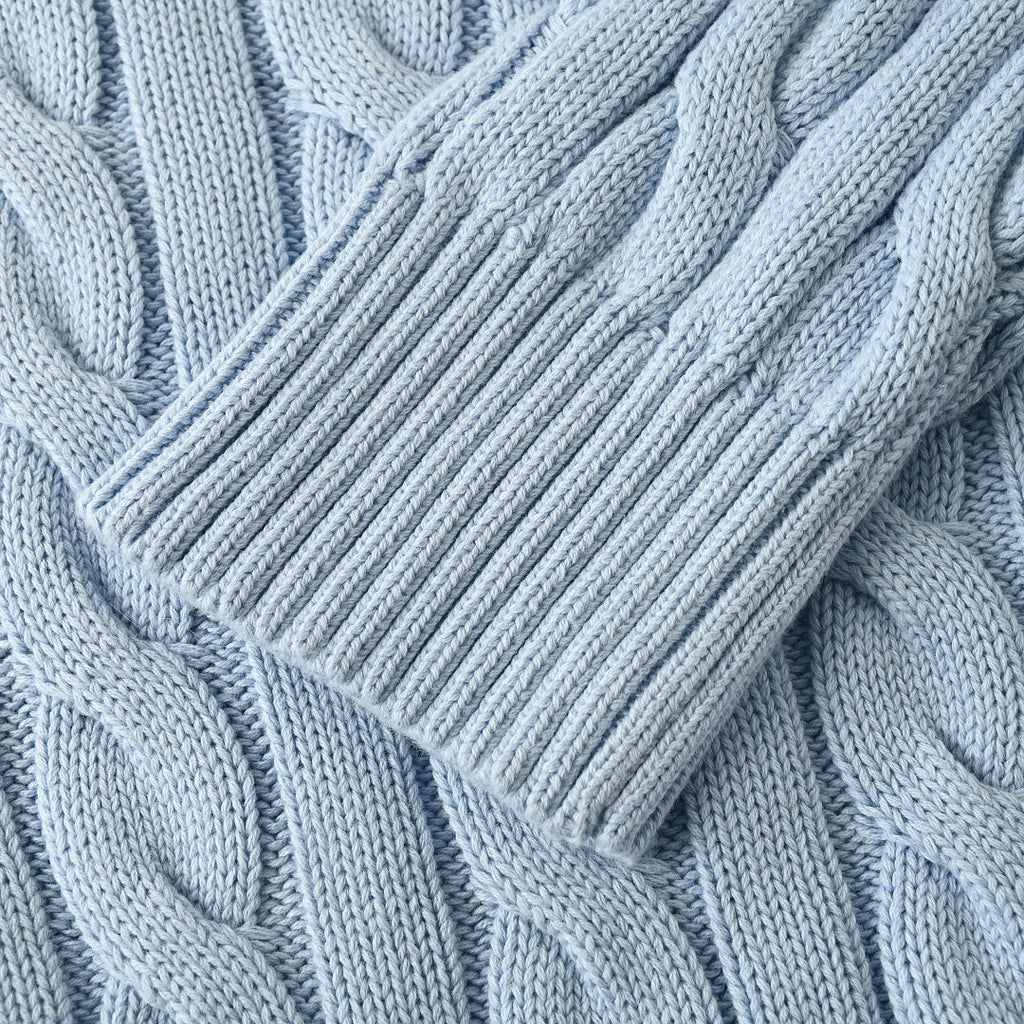 Ralph Lauren Cable-Knit Crewneck Sweater - Light Blue - view 7