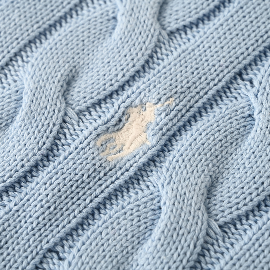 Ralph Lauren Cable-Knit Crewneck Sweater - Light Blue - view 8