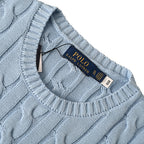 Ralph Lauren Cable-Knit Crewneck Sweater - Light Blue - view 9