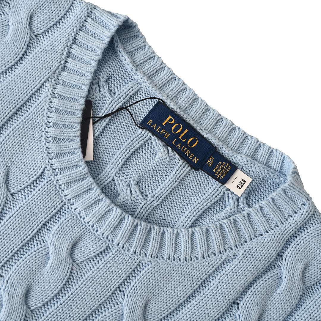 Ralph Lauren Cable-Knit Crewneck Sweater - Light Blue - view 9