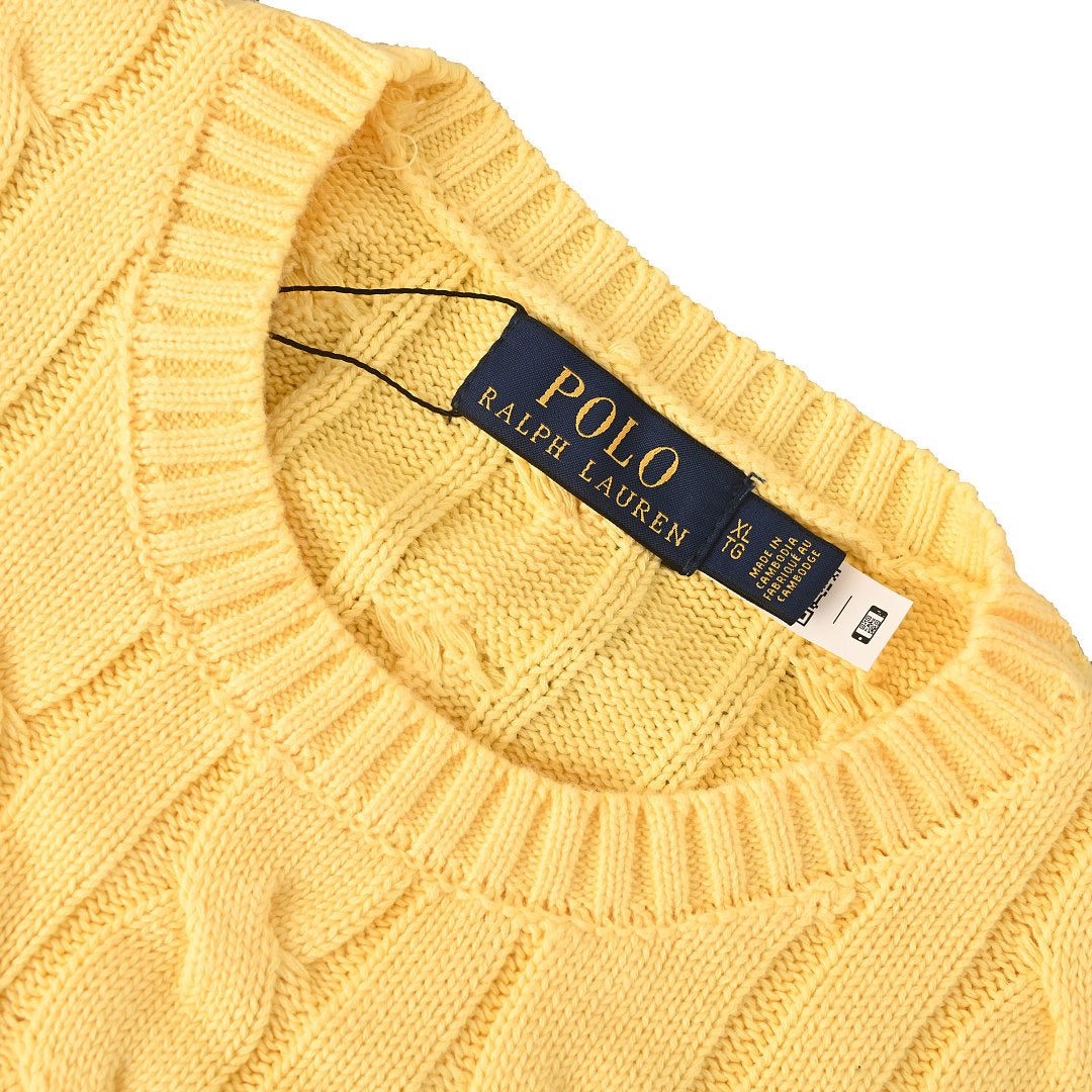 Ralph Lauren Cable-Knit Crewneck Sweater - Yellow - view 9