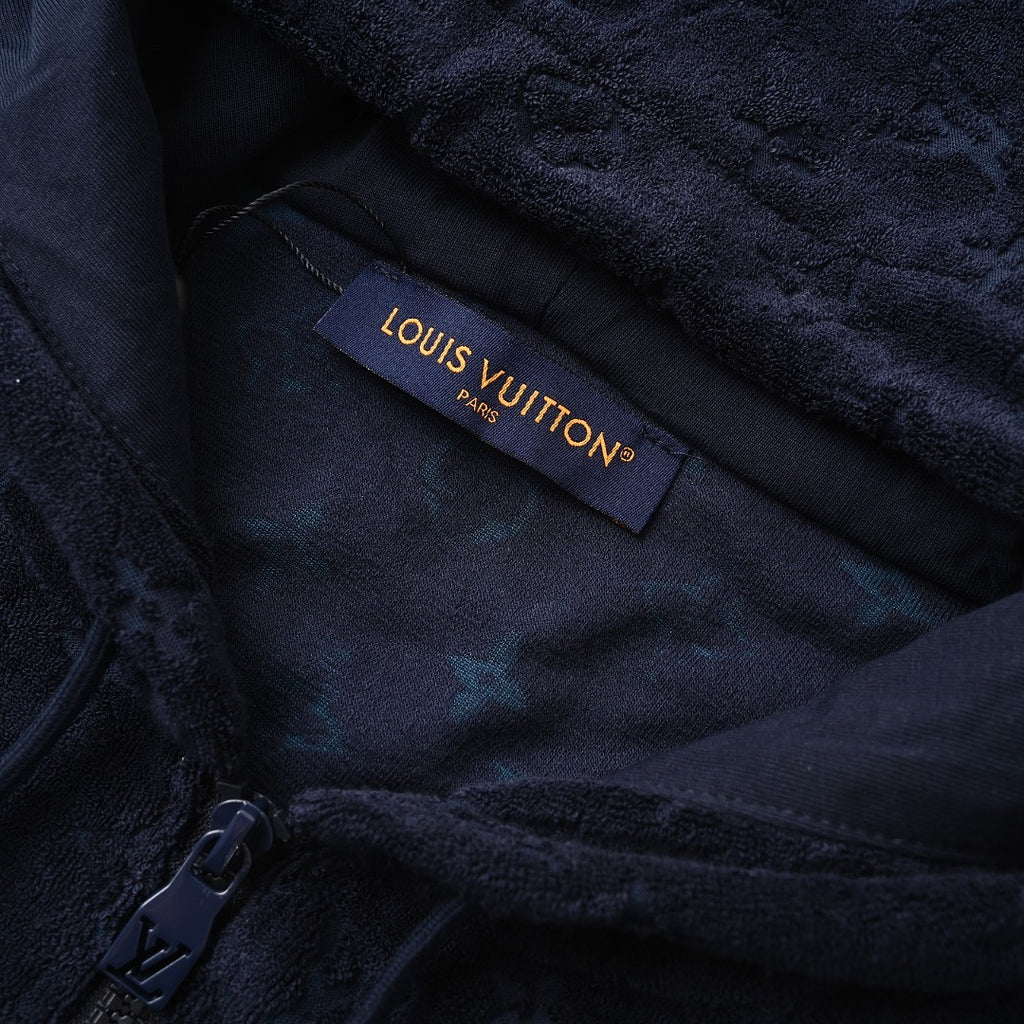 Louis Vuitton Monogram Terry Zip Hoodie — Navy