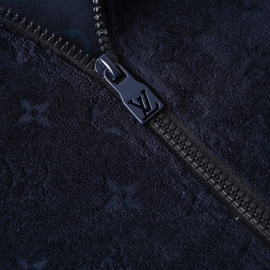 Louis Vuitton Monogram Terry Zip Hoodie — Navy